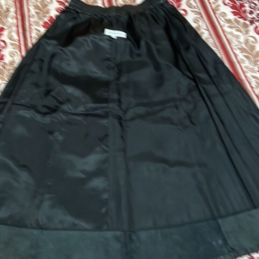 Vintage 1980's Saks Fifth Avenue Black A-Line Midi Leather Skirt Size M - Picture 11 of 14